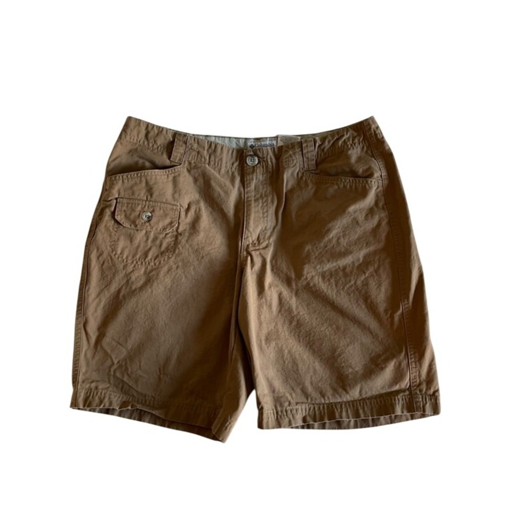 Columbia Shorts Size 12 Khaki Tan Cotton Bermuda Chino Hiking Outdoor Gorpcore